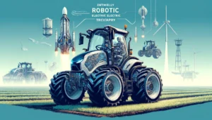 Karl Hoffman Detailed and vivid concept art of entirely robotic electric tractors designed by a rocket science company. The tractors should have an advanced, futur6