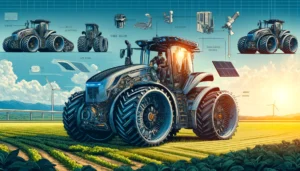 Karl Hoffman - Detailed and vivid concept art of the futuristic electric tractor designed by rocket scientists and electrical engineers, shown from various angles. T13