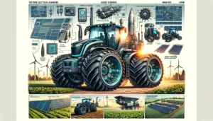 Karl Hoffman - Detailed and vivid concept art of the futuristic electric tractor designed by rocket scientists and electrical engineers, shown from various angles. T13