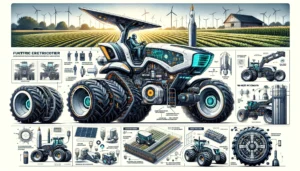 Karl Hoffman - Detailed and vivid concept art of the futuristic electric tractor designed by rocket scientists and electrical engineers, shown from various angles. T15