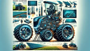 Karl Hoffman - Detailed and vivid concept art of the futuristic electric tractor designed by rocket scientists and electrical engineers, shown from various angles. T16