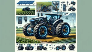 Karl Hoffman - Detailed and vivid concept art of the futuristic electric tractor designed by rocket scientists and electrical engineers, shown from various angles. T17