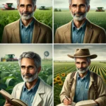 Karl Hoffman Photo realistic headshots of Karl Hoffman Agriculturalist, Professor, and Farm Journalist. Create four individual images showing him in different set11