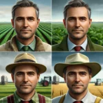 Karl Hoffman Photo realistic headshots of Karl Hoffman Agriculturalist, Professor, and Farm Journalist. Create four individual images showing him in different set13