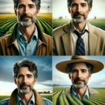 Karl Hoffman Photo realistic headshots of Karl Hoffman Agriculturalist, Professor, and Farm Journalist. Create four individual images showing him in different set14