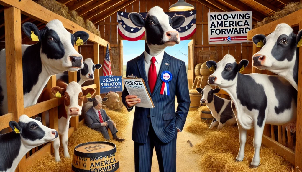 Senator Caught Mooing in Barn