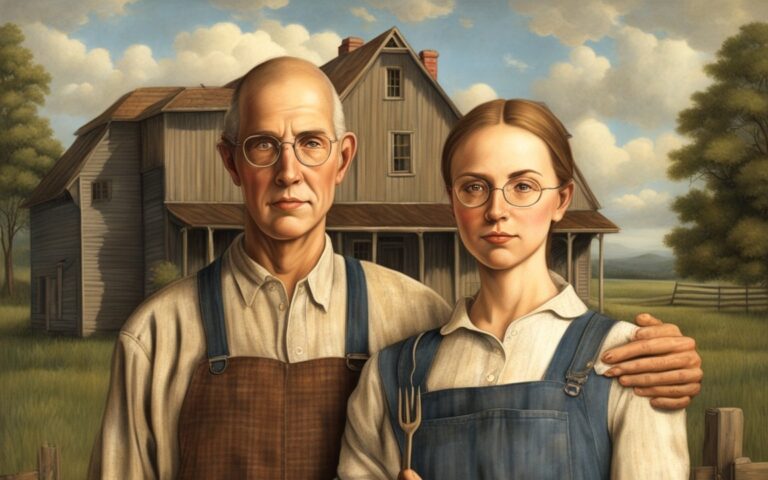 Grant Woods “American Gothic” – Farmer & Cowboy